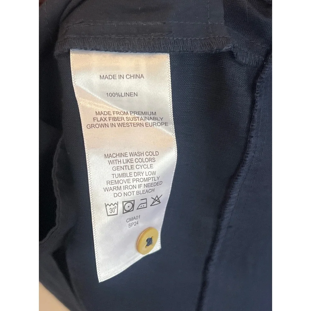 Quince Navy Blue 100% Linen Pintuck Sleeveless Shift Dress Large - Picture 4 of 4